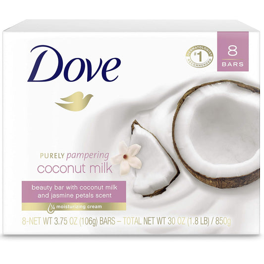 Dove Beauty Bar More Moisturizing Than Traditional Bar Soaps Coconut Milk Made With 1/4 Moisturizing Cream